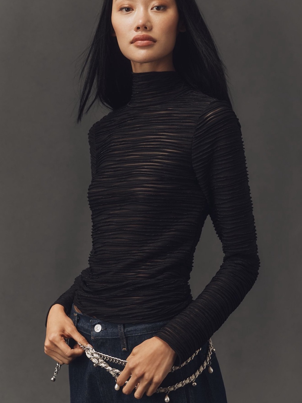 Nwt metallic textured turtleneck top